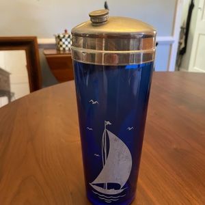Vintage Hazel Atlas Cobalt Sailboat Cocktail Shaker